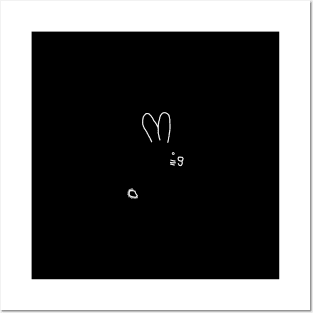 Right White Line Small Mystery Bunny Rabbit Posters and Art